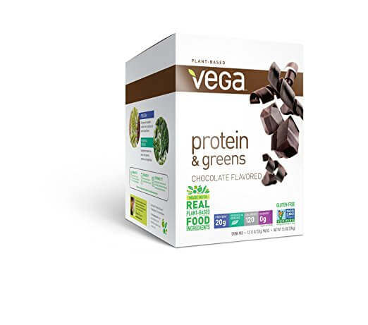 Vega Protein and Greens travel size powder